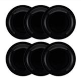 Conjunto de Prato Rasos 26cm 6 Peças Oxford Linha Daily Black