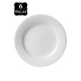 Conjunto de Pratos Cerâmica Raso Branco Oxford Biona 6 peças