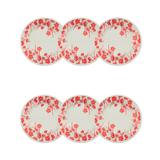 Conjunto de Pratos de Sobremesa 19 cm 6 Peças Jardim Oriental Vermelho - Oxford - Oxford es