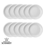 Conjunto de Pratos Raso 26cm Porcelana Schmidt Branca Linha Protel 12 Unidades