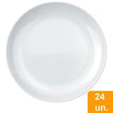 Conjunto de Pratos Sobremesa Duralex Opaline Blanc 19cm, Raso, de Vidro com 24 peças