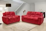 Conjunto de Sofá Benetton 3 e 2 Lugares Tecido Suede Amassado Vermelho - Hellen - Hellen colchões e estofados