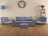 Conjunto de Sofás 2 Lugares com Puff e 2 Poltronas - Popular Rubi Topázio