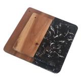Conjunto de tabuas de madeira e marmore preto 2pcs g27cm x 27cm x - Btc decor