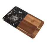 Conjunto de tabuas de madeira e marmore preto 2pcs g35cm x 20cm x - Btc decor