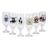 Conjunto De Taças Chopp Decoradas 300 Ml Happy Hour (6 Unidades) Top Line