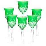 Conjunto de Taças De Vinho em Vidro Lapidado Verde 6 peças - Decorafast