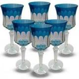 Conjunto de Taças para Agua em Vidro Cristalino Lapidado 6 peçasAzul Claro - Decorafast