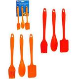 Conjunto De Talher De Silicone Com 3 Pecas Colher Pincel Culinario Espatula Colors - Western
