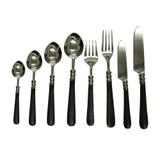 Conjunto de talheres - 8 pcs em metal e resina preto colher 13cm - Btc decor