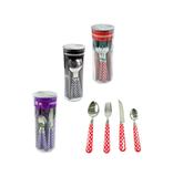 Conjunto de talheres / faqueiro de inox cabo poa com 16 pecas colors - Wincy