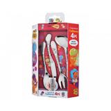 Conjunto de Talheres Infantil 4 peças Inox Decorado - Euro