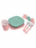 Conjunto de Talheres Infantil Simonaggio com Protetores de Lâminas, Pratos e Mordedores - 12 Pçs - Rosa