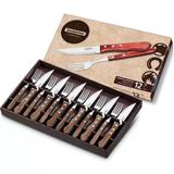Conjunto de Talheres para Churrasco Jumbo Tramontina em Aço Inox com Cabo Marrom Polywood 12 Peças