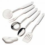 Conjunto de Utensílios 5 Peças BRANCO Com Descansa Utensílio - Tramontina