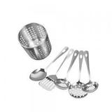 Conjunto de Utensílios com Suporte Inox 6 peças - Decorafast