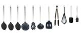 Conjunto De Utensílios Cozinha 3 Colheres De Silicone Preto - Clink