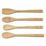 Conjunto de utensilios de madeira bambu para alimentos natural 4 peças tramontina