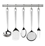 Conjunto de Utensílios em Aço Inox com 5 Peças e Suporte Utility Tramontina