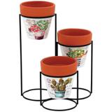 Conjunto de Vaso em Cerâmica com Suporte Multicor - Gueroba - Gs