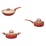 Conjunto de Wok 28cm, Panela 18cm e Caçarola 3,2L MadeiraMadeira 403132 Laranja - Euro home