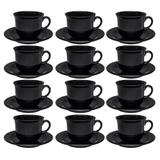 Conjunto de Xicara de Chá com Pires 12 Peças Oxford Linha Daily Black