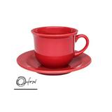 Conjunto de Xicara de Chá com Pires 12 Peças Oxford Linha Daily Red