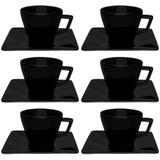 Conjunto de Xícaras 200 ml com Pires 12 Peças Black - Oxford - Oxford sc