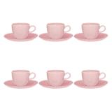Conjunto de Xícaras de Cafezinho 75 ml com Pires 12 peças Ryo Pink Sand - Oxford - Oxford sc