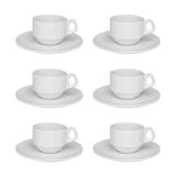 Conjunto de Xícaras de Cafezinho 75 ml Empilhavél com Pires 12 Peças Branco - Oxford - Oxford sc