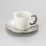 Conjunto De Xícaras De Chá Drop Prateada Em Porcelana Super White Com 6 Peças - Lyor