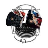 Conjunto de Xícaras para Café Liga da Justiça com Suporte 9 Peças 60 Ml - Urban
