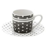 Conjunto de Xicaras para Cafe Porcelana BLACK DOTS 90ML LYOR 8327
