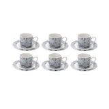 Conjunto de Xicaras para Cafe Porcelana Blue Floral 90ML LYOR 8328
