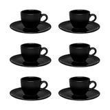 Conjunto de Xícaras para Cafezinho 75 ml com Pires 12 Peças Black - Oxford - Oxford sc