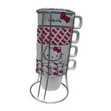 Conjunto de Xícaras para Cappuccino Hello Kitty com Suporte 5 Peças 200 Ml - Urban