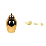 Conjunto Decorativo Pássaros 3 Peças e Potiche em Cerâmica 29cm MadeiraMadeira 436299 Amarelo - Mart collection