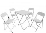 Conjunto Dobrável 01 Mesa C/ 4 Cadeiras De Metal Ferro Aço - Utilaço