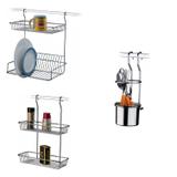 Conjunto Escorredor, Suporte Multiuso e Suporte para Talheres MadeiraMadeira 402592 Cromado - Future