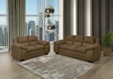 Conjunto Estofado Belgica 3 e 2 Lugares Tecido Suede Liso Velut Marrom Cacau - Hellen - Hellen colchões e estofados