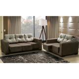 Conjunto Estofado Turim 3 e 2 Lugares Retráteis - Jandaia Tecido Suede Amassado