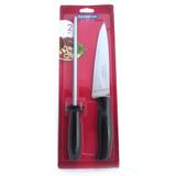 Conjunto Faca e Chaira Inox 2pçs Preto Athus 23099/087 Tramontina