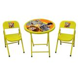 Conjunto Fantasia Mesa Redonda C/2 Cadeiras Amarelo/Zoo AçoMix - Aço mix