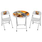 Conjunto Fantasia Mesa Redonda C/2 Cadeiras Branco/Zoo AçoMix - Aço mix