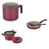 Conjunto Fervedor 0,75L, Frigideira 20cm e Panela 3em1 Tramontina 427359 Vermelho