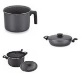 Conjunto Fervedor 0,75L, Frigideira 24cm e Panela 3em1 Tramontina 427841 Preto