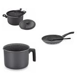 Conjunto Fervedor 1,8L, Frigideira 18cm e Panela 3em1 Tramontina 427860 Preto