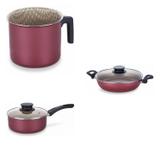 Conjunto Fervedor 1,8L, Frigideira 24cm e Panela 1,5L Tramontina 427373 Vermelho