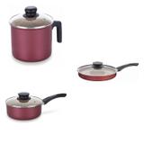 Conjunto Fervedor 1,8L, Frigideira 24cm e Panela 4L Tramontina 427445 Vermelho