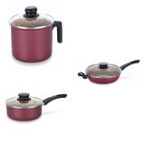 Conjunto Fervedor 1,8L, Frigideira 26cm e Panela 4L Tramontina 427450 Vermelho